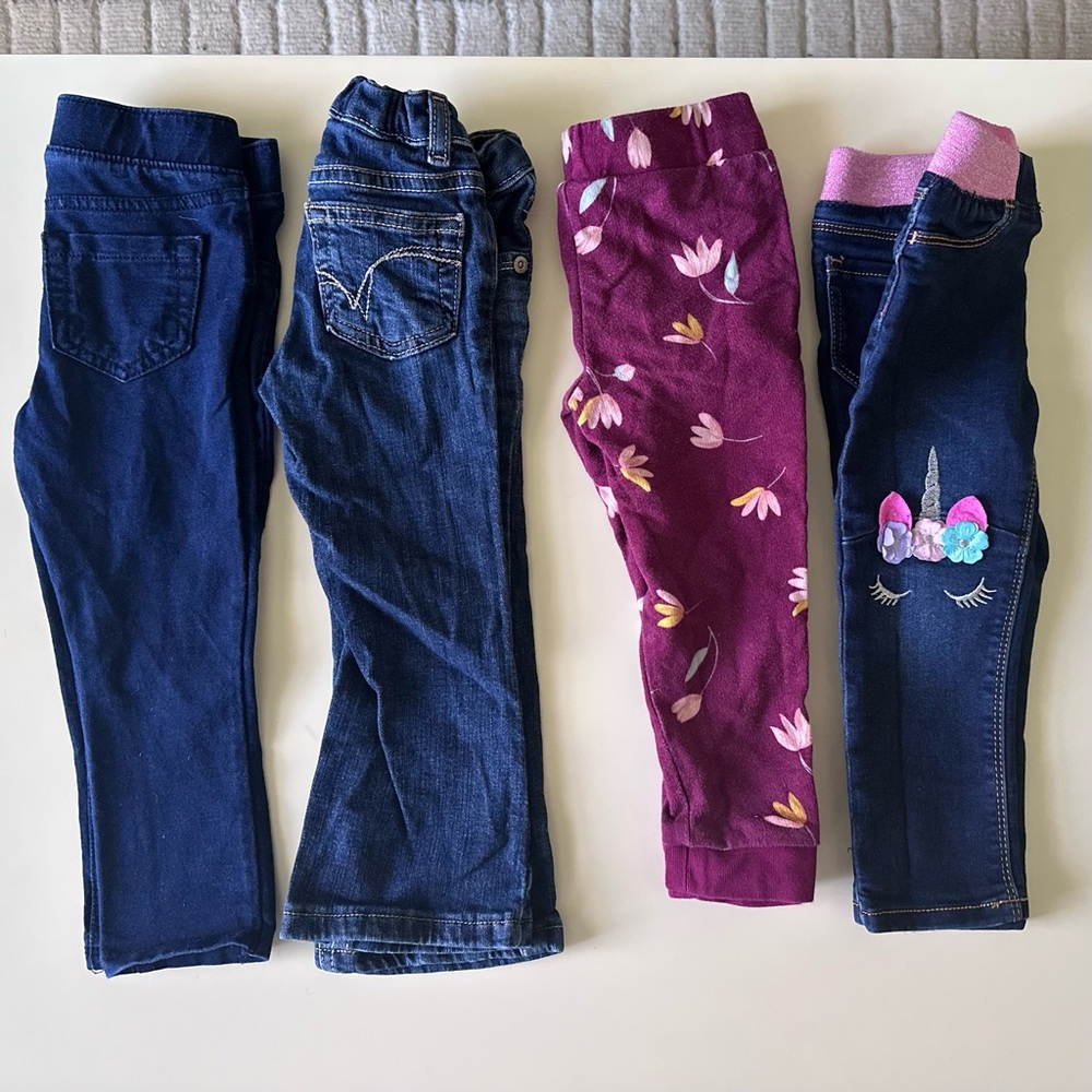 2T Jumping Beans Jeans, Carter’s pants, Jordache jeans set of 4